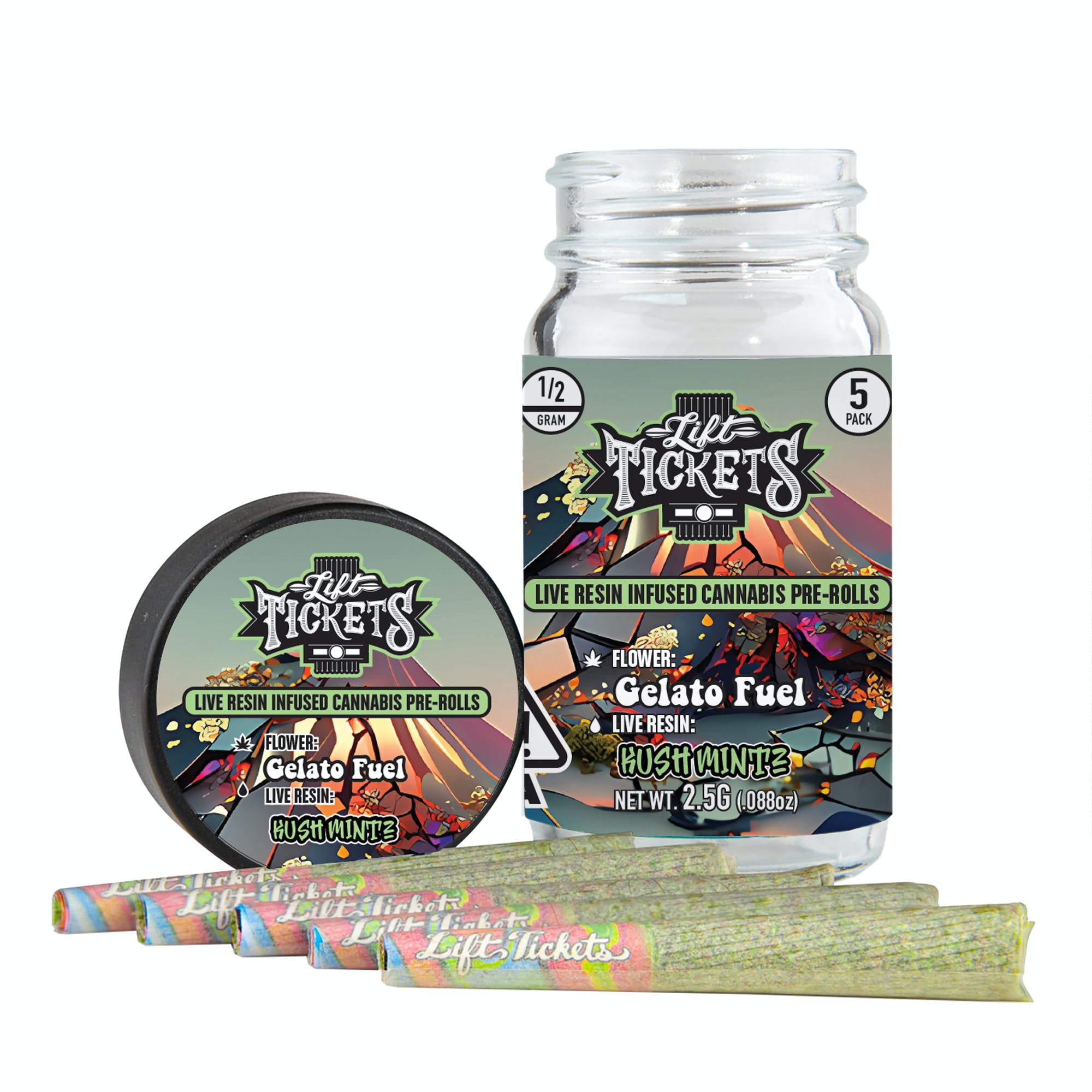 LIFT TICKETS | GELATO FUEL X KUSH MINTZ (H) | .5G X 5 INFUSED