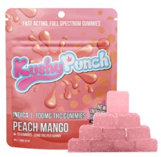 Kushy Punch Individual Indica Peach Mango Gummy 100MG